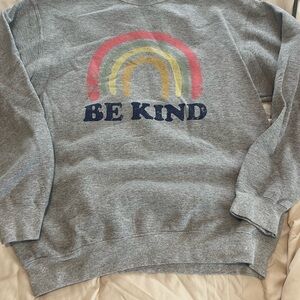 Gray Crew Neck Sweater with Colorful Design